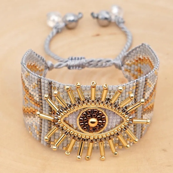 Two-Piece Beaded Evil Eye Bracelet Set - Picture 2 of 4